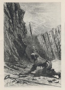 pénitent et son bâton enflammé dans une mine