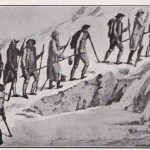 Bâton de cordée lors de l'ascension du col du Géant par Saussure