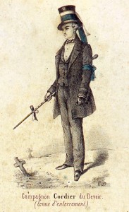 Compagnon cordier du Devoir en tenue d'enterrement - 1858