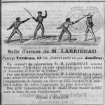 Publicité salle d'armes Larribeau 1854