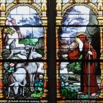 Saint Antoine et les ânes sauvages - vitrail de l'église Saint-Thibault à Joigny - 1876